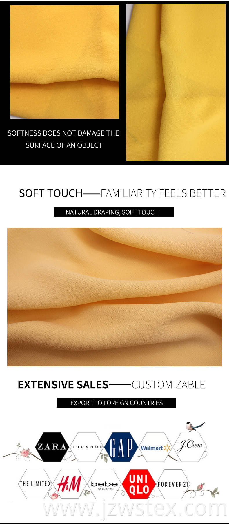 Soft Hand Feel Polyester Recycled Chiffon Fabric for Fashion Dress and Blouse